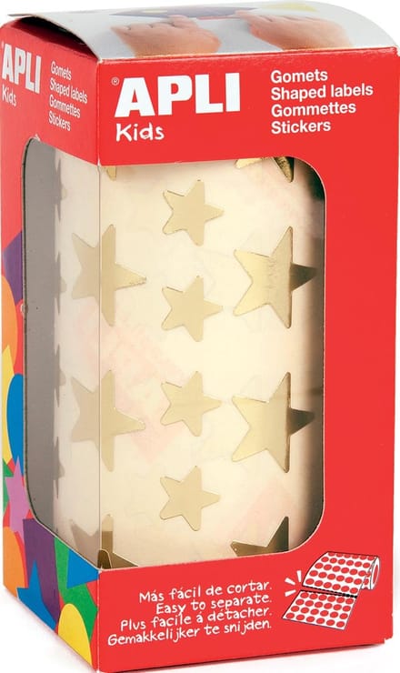 Apli Kids stickers op rol | ster | 2360 stuks | metallic goud