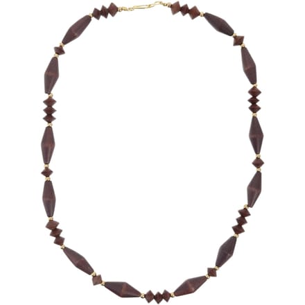 Behave – Houten kralenketting – Donkerbruin – 55 cm – Geschenkzakje