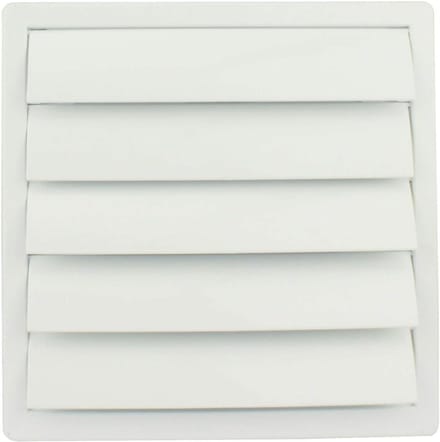 Ventilatierooster Lamellen 170 x 170 mm Ø 125 mm - Wit Kunststof