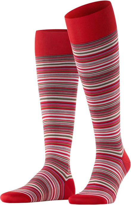 FALKE Microblock fijn elegant heldere kleuren katoen kniekousen heren rood - maat 39-40