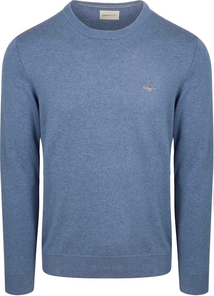 Gant Pullover Melange Blauw - Maat L - Heren - Pullovers