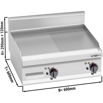GGM Gastro Elektro Bratplatte - 8 kW - Glatt & Gerillt Zilver