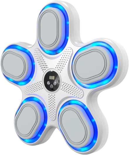 Muziek Boksmachine - Bokstrainer - Thuis Workout - Dynamische LED Verlichting - 39x38x7 cm - Wit