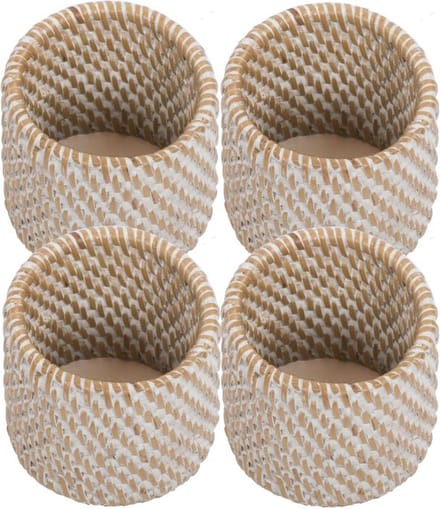 Servetringen Rotan - SET/8 - 4,5x5 cm, wit