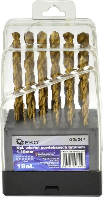 GEKO HSS-metaalborenset - Titaniumcoating - 19-delig - 1-10 mm