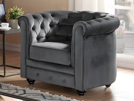 Vente-unique Set van 2 fauteuils CHESTERFIELD - velours - antraciet