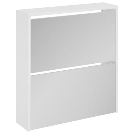 vidaXL - Schoenenkast - met - spiegel - 2-laags - 63x17x67 - cm - hoogglans - wit