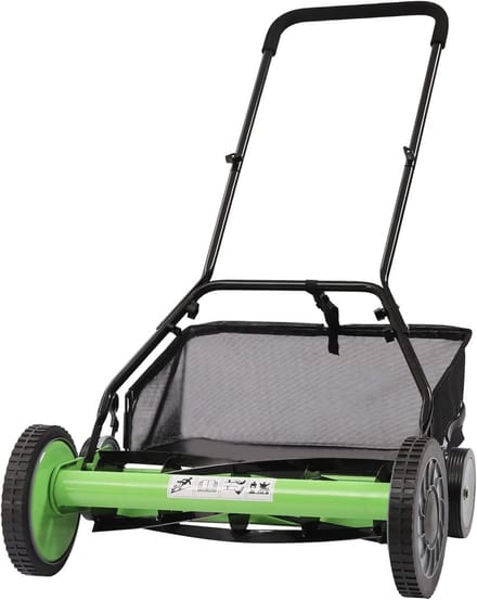 Handgrasmaaier - Loopmaaier Duwmaaier - Gazon Onderhoud - Instelbare Maaihoogte - 50.8 cm Maaibreedte - Groen Zwart