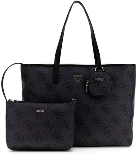 GUESS shopper schoudertas met laptopvak Power Play II Large Tech Tote Coal Logo donkergrijs