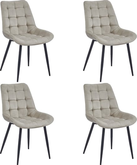 Colenis® - Quadra Eetkamerstoel - Set Van 4 - Beige - Fluweel - Industrieel