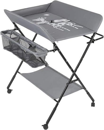 Opvouwbare Luiertafel Baby – Draagbaar & In Hoogte Verstelbaar (Grijs)