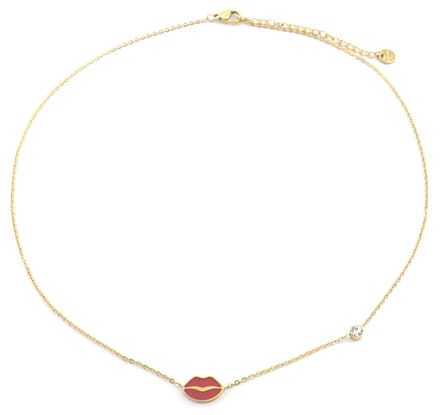 Ketting voor Kinderen - Lippen - RVS - Lengte 35-41 cm - Goudkleurig