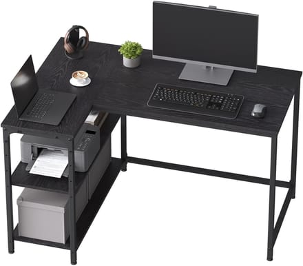 VASAGLE - Bureau - Bureau in L-vorm met Opbergruimte - Verstelbaar Legbord - Voor Kantoor