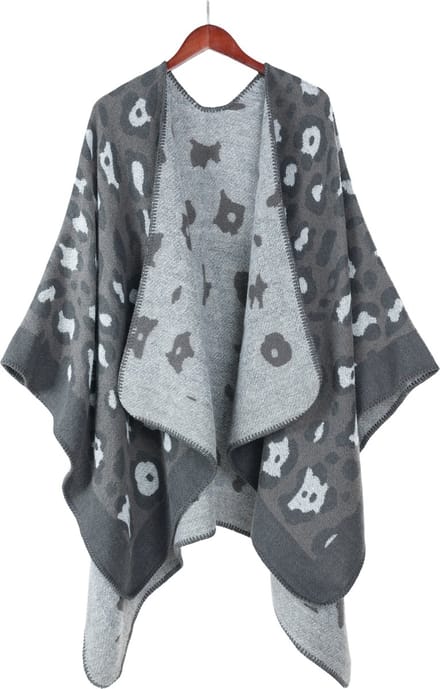 Emilie scarves - poncho - cape - panterprint - grijs - omslagdoek