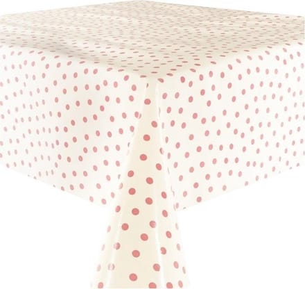 Atelier Du Baj Polka Pink/ White Mexicaans Tafelzeil - 250 x 120 cm