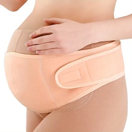 Beige Materniteit Support Belt, Huidvriendelijke Polyamide & Polyester Blend, Verstelbare Sluiting met Vetersluiting, Ademende Postpartum Recovery Abdominale Girdle