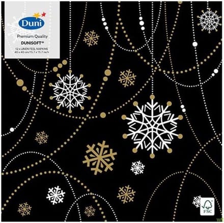 Servet 40x40cm Dunisoft Snowflake Necklace Black 6x60 stuks