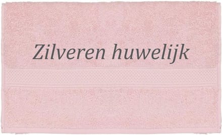 Handdoek - Zilveren huwelijk - 100x50cm - Roze