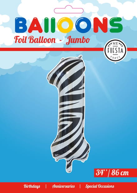 Folieballon 34" nmr. 1 - Zebra