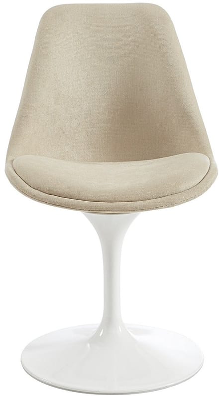 Vente-unique Draaistoel van gestructureerde stof en staal - Beige en wit - XAFY