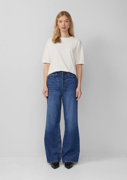 Hoge Taille Wide Leg Jeans met Vijf Zakjes Dames QS