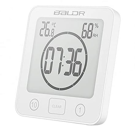 Digitale Doucheklok met Thermometer en Hygrometer - IP24 Waterdichte Douche-Timer met Groot LCD-Display voor Badkamer en Keuken