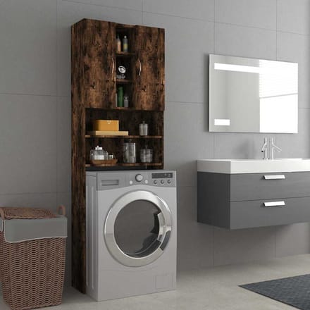 vidaXL - Wasmachinekast - 64x25,5x190 - cm - gerookt - eikenkleurig