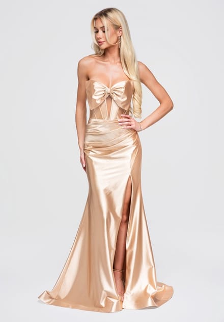 LARICA Jurk - Strapless - Rits - Effen Goud L
