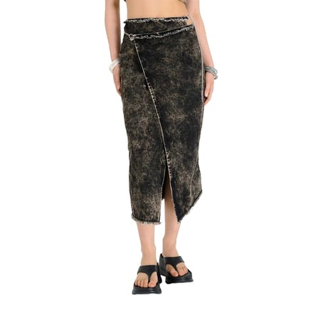 The Ragged Priest Rune Denim maxi-rok met relaxte pasvorm voor dames (Bruin)