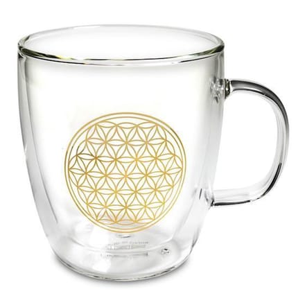 Theeglas Dubbelwandig Bloem Van Het Leven - 400 Ml - 400 ml