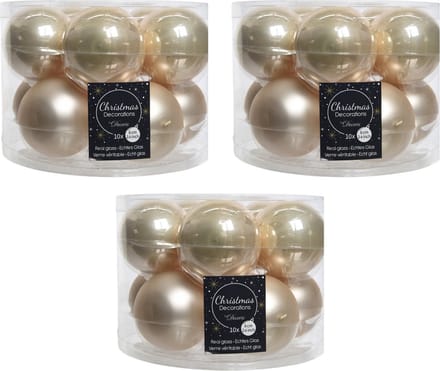 Decoris Kerstballen set - 30x - parel/champagne kleur - glas - 6 cm - glans en mat- kerstversiering