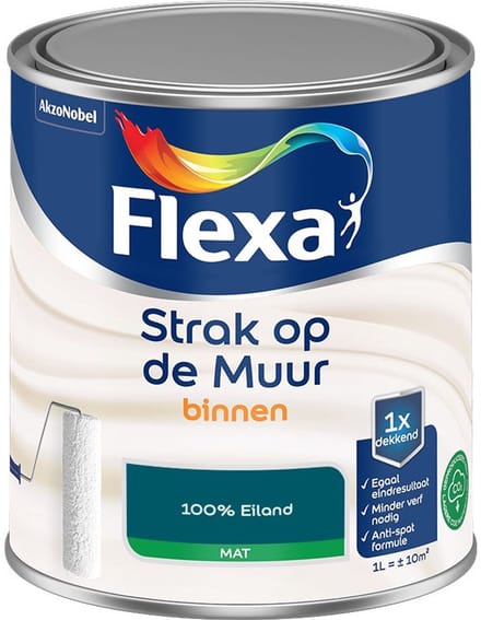 Flexa - Strak Op De Muur Binnen Mat - 100% Eiland - Mengverf - 1 L