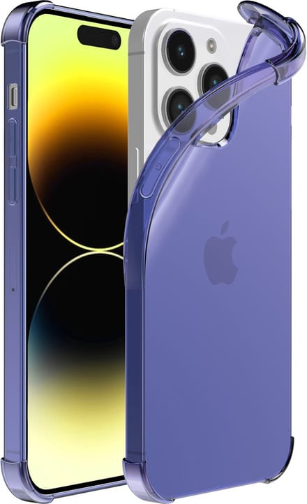 Smartphonica iPhone 14 Pro transparant shockproof siliconen hoesje met stootrand - Donkerblauw geschikt voor iPhone 14 Pro