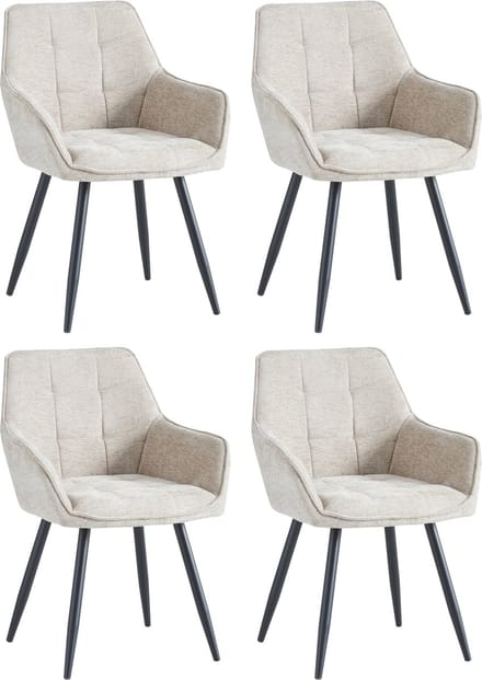 Colenis® - Oriana Eetkamerstoelen - Set Van 4 - Taupe - Chenille Stof - Design