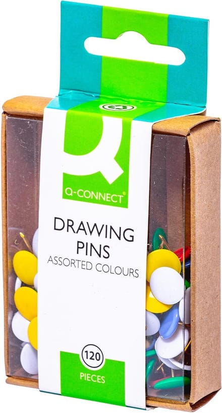 Q-CONNECT punaises, geassorteerde kleuren, 10 doosjes van 120 stuks
