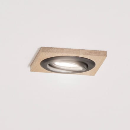 Lamkur Plafondinbouwlamp Tobby, 10 x 10 cm, set van 3, eikenhout GU10