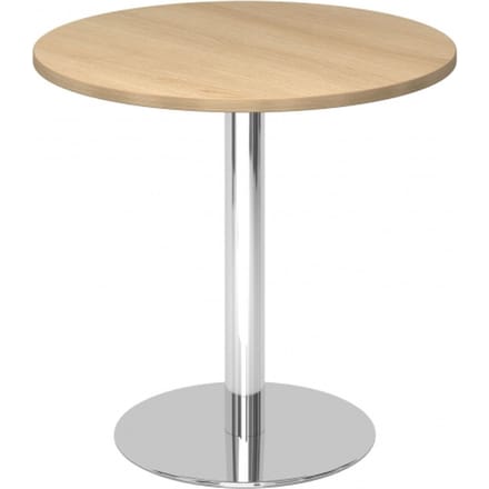 BISTRO F80R C - Systeem conferentietafel Chroom Eiken Ø 80