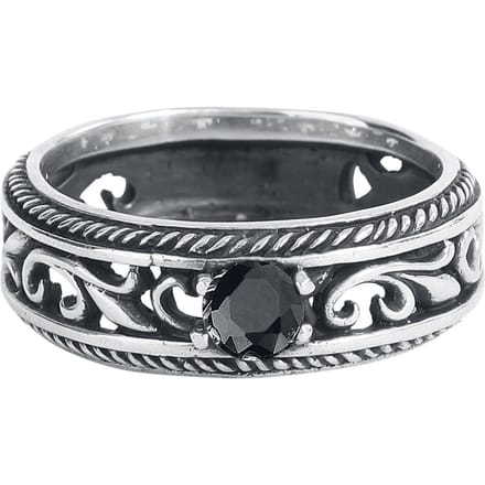 etNox - Gothic Ring - Princess - voor Vrouwen - zwart-zilverkleurig