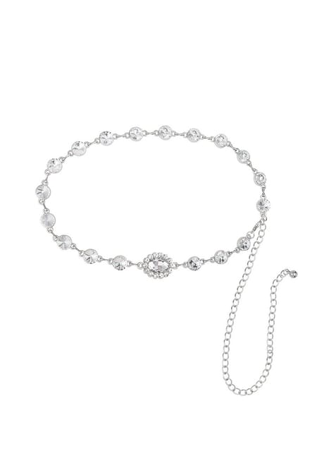 Bijoutheek belly chain glass beads Zilver
