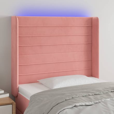 vidaXL - Hoofdbord - LED - 83x16x118/128 - cm - fluweel - roze