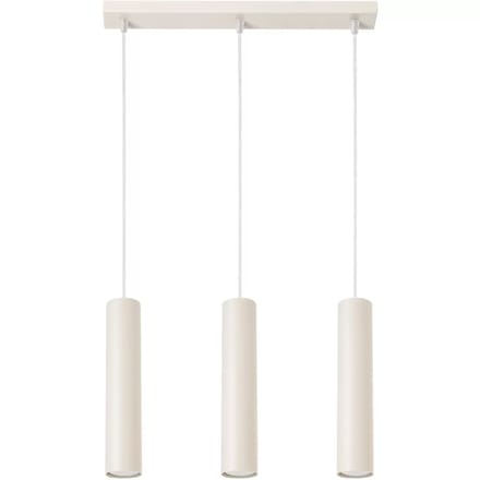 Hanglamp LAGOS 3L met 3 cilindrische kappen op een rij - Sollux Lighting - IP20 - Beige staal behuizing - 45 x 6 x 98 cm - 3 x GU10 LED, exclusief lichtbron - 3 x 10 W - Industriële hanglamp voor gang, hal en woonkamer