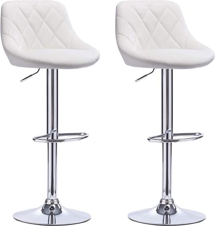 Designer Barkruk - Wit - Ergonomisch - Met rugleuning - Verstelbaar - Set van 2