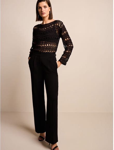 Next - Dames - Modieuze petite broek met zandlopermodel - Petite - Zwart