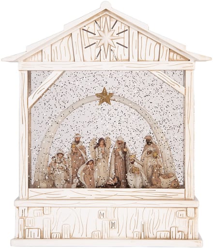 Clayre & Eef Kerstdecoratie met LED-verlichting en muziek 22x7x25 cm / 3xAA Wit Kunststof