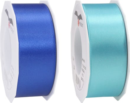 Glorex hobby - Satijn cadeau inpak deco sierlint - 2 tinten blauw - 25 meter x 4 cm