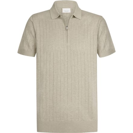 Profuomo Knitted Half Zip Poloshirt Dropneedle Beige - Maat L - Heren