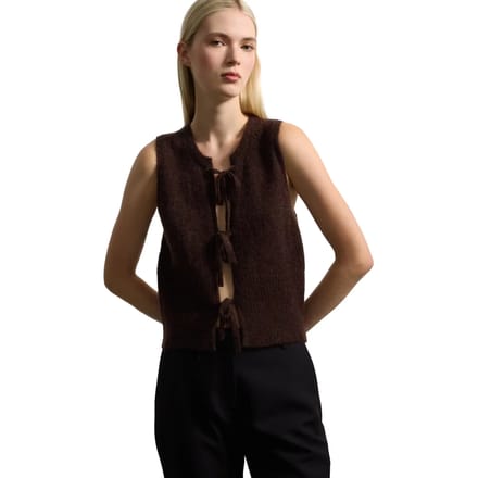 Mouwloos Mohair Mengsel Vest met Strik Dames Stefanel