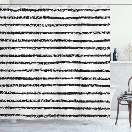 ABAKUHAUS Douchegordijn Strepen – Antraciet/Wit, 175x180 cm, Polyester