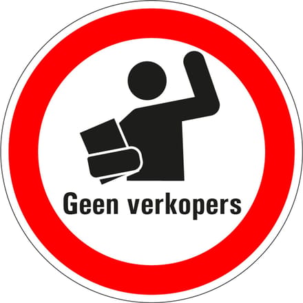 Geen verkopers bord - kunststof 100 mm