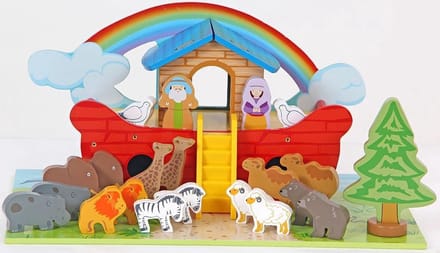 Playwood - Ark van noach rood met grondplaat; inclusief dieren